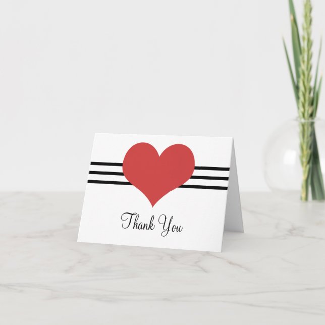 Mod Heart Thank You Card, Red Card (Front)