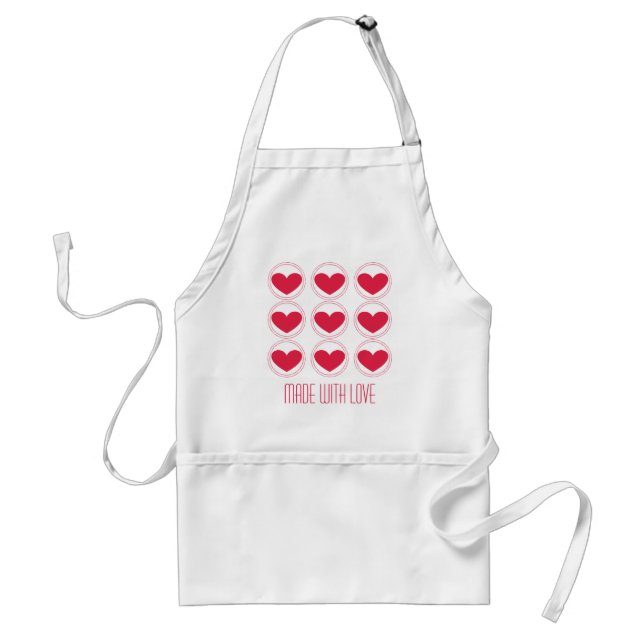 Mod Hearts Love Apron, Dark Pink Adult Apron (Front)