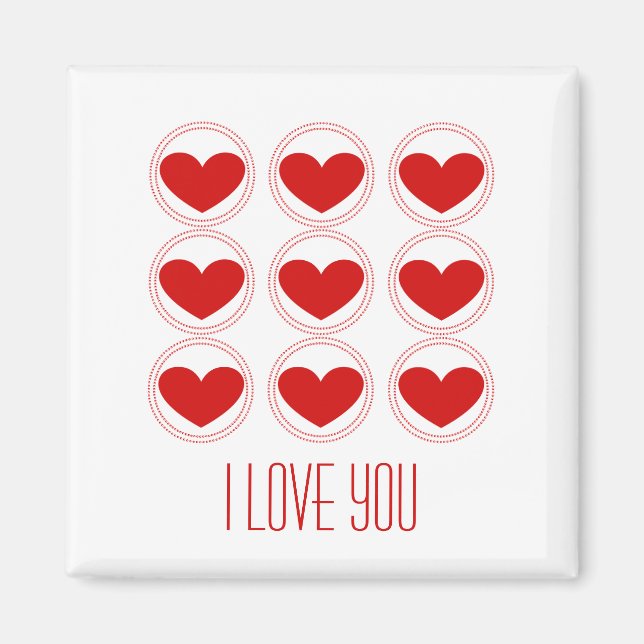 Mod Hearts Love Magnet, Red Magnet (Front)