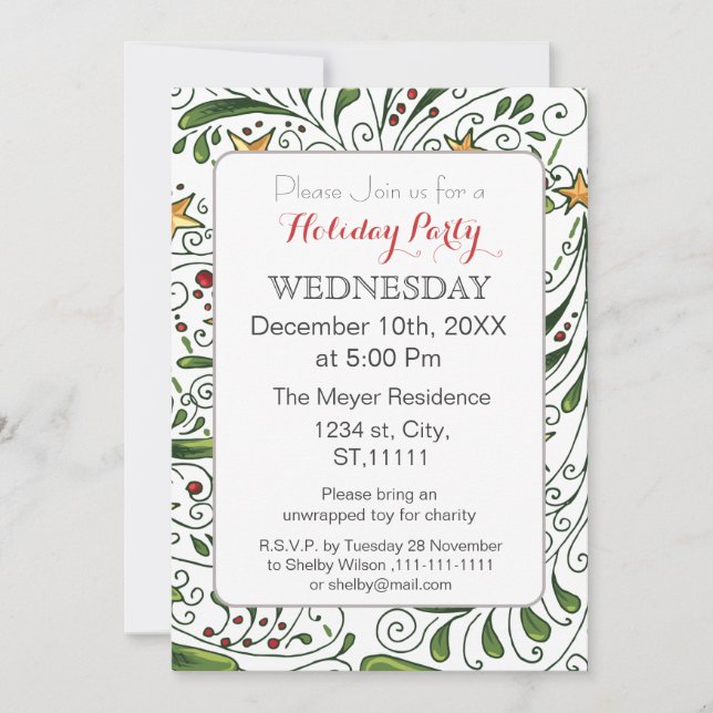 Mod Holiday Pattern, holiday party Invitation (Front)