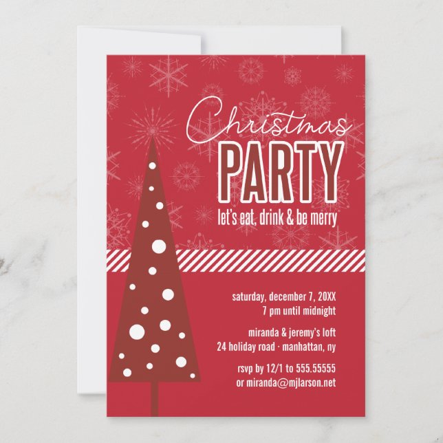Mod Holiday Tree Christmas Party Invitation (Front)