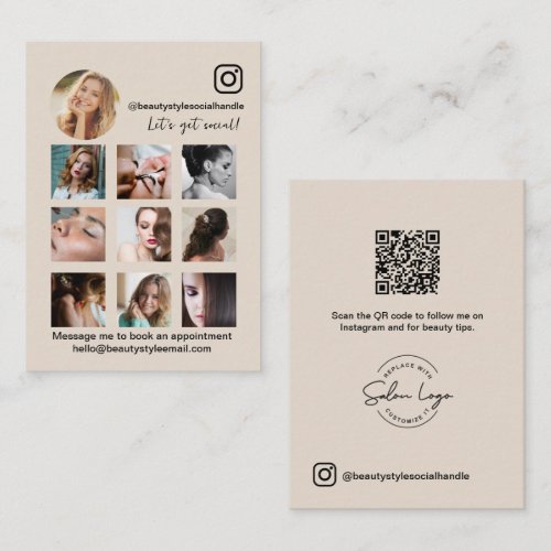 Mod Instagram Grid Beauty Salon business QR code  Card