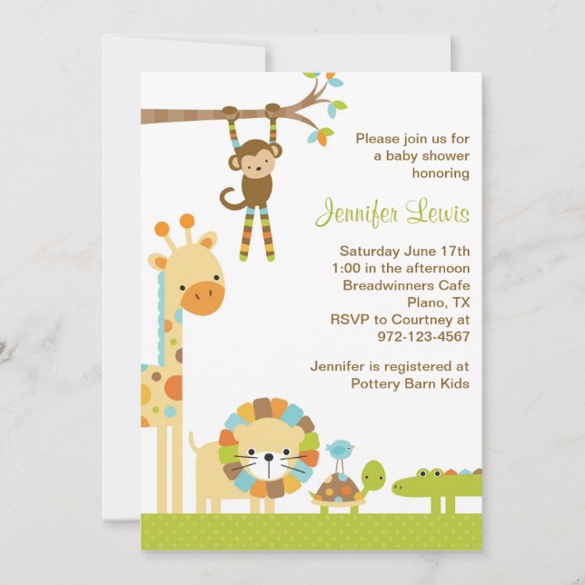Mod Jungle Safari Baby Shower Invitation (Front)