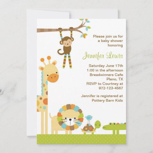 Mod Jungle Safari Baby Shower Invitation