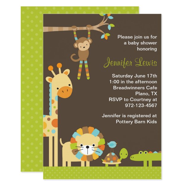 Mod Jungle Safari Baby Shower Invitation