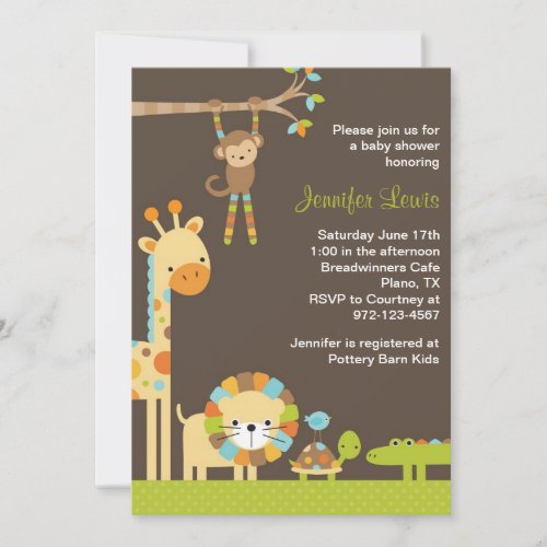 Mod Jungle Safari Baby Shower Invitation