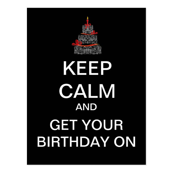 Mod KEEP CALM Happy Birthday Postcard (Black)