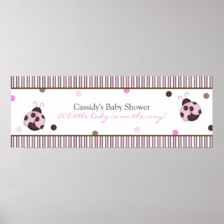 Mod Ladybug Baby Shower Banner Poster