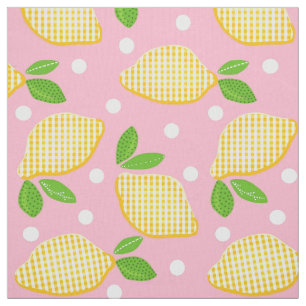 Mod Lemon Gingham Polka-Dots Fabric