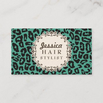 Mod Leopard Print Hair Stylist Appointment Cards by Pip_Gerard at Zazzle