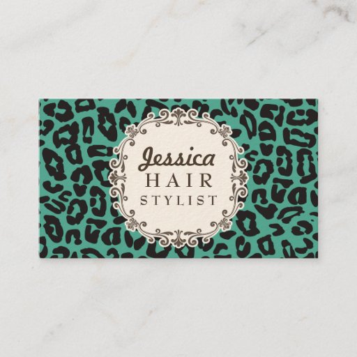 Customizable Mod Leopard Print Hair Stylist Appointment Cards Business Card
