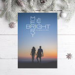 Mod Lettering Merry and Bright Holiday Photo Card<br><div class="desc">Original "Rejoice" hand lettering by Becky Nimoy,  2021.  Photo courtesy of unsplash</div>