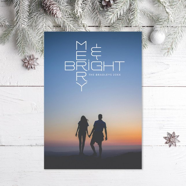 Mod Lettering Merry and Bright Holiday Photo Card (Creator Uploaded)