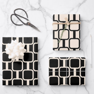 Mod Links Retro Modern Geometric Pattern Wrapping Paper Sheets