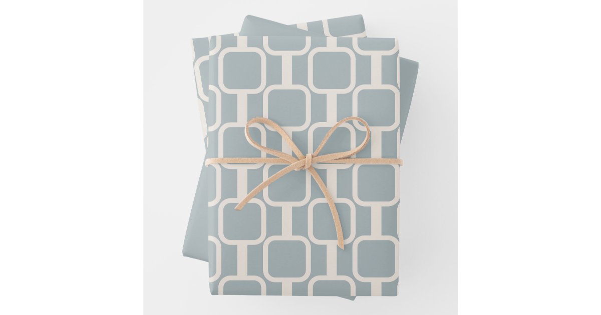 Mid Century Modern Abstract Pattern Sage Green Wrapping Paper
