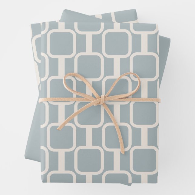 Mod Links Retro Modern Geometric Pattern Wrapping Paper Sheets (In situ)