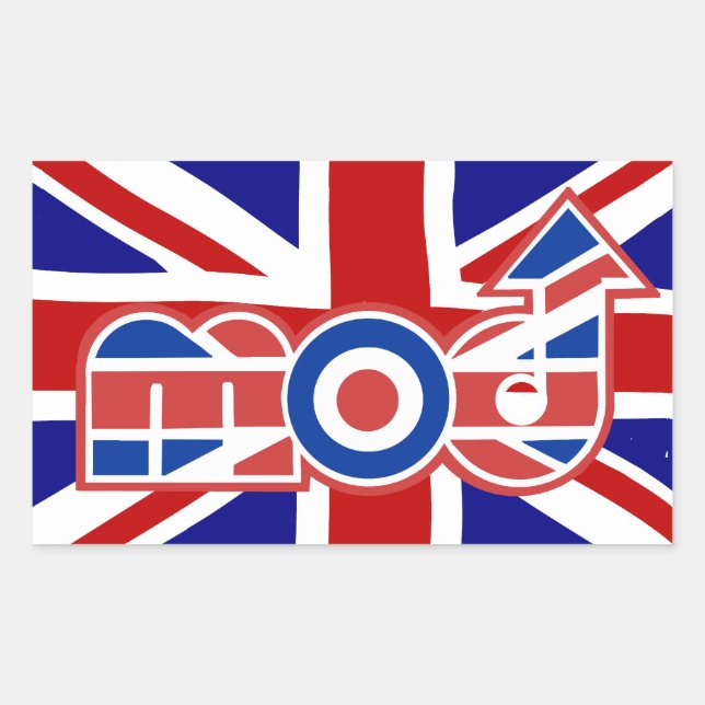 Mod Logo Union Jack Background Rectangle stickers (Front)