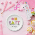 Mod Mama Oh Baby Shower Paper Plates<br><div class="desc">Matching seamlessly with the Mod Mama baby shower suite,  this paper plate design features bright,  cheerful block lettering to give your modern baby girl's shower party decor a cohesive look without being too matchy-matchy.</div>