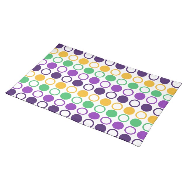 Mod Mardi Gras Dots Cloth Placemat (On Table)