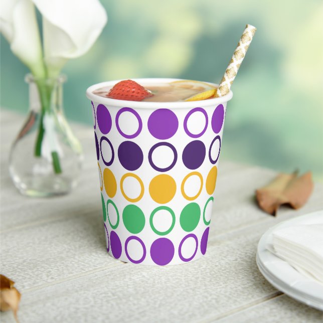 Mod Mardi Gras Dots Paper Cups (Insitu)