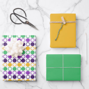 Mod Mardi Gras Dots Wrapping Paper Sheets