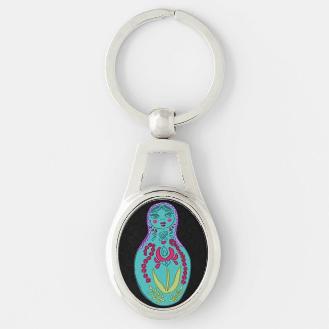 Mod Matryoshka Doll Keychain (Front)