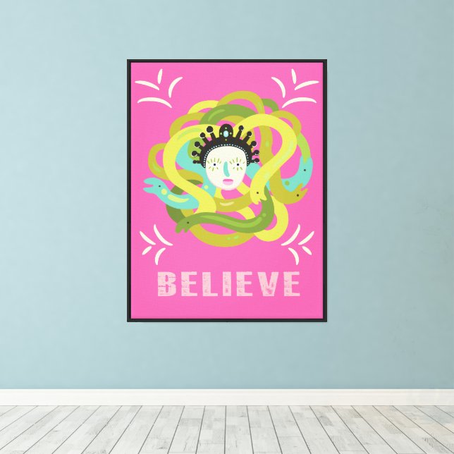 Mod Medusa retro pop art Canvas Print (Insitu(Wood Floor))