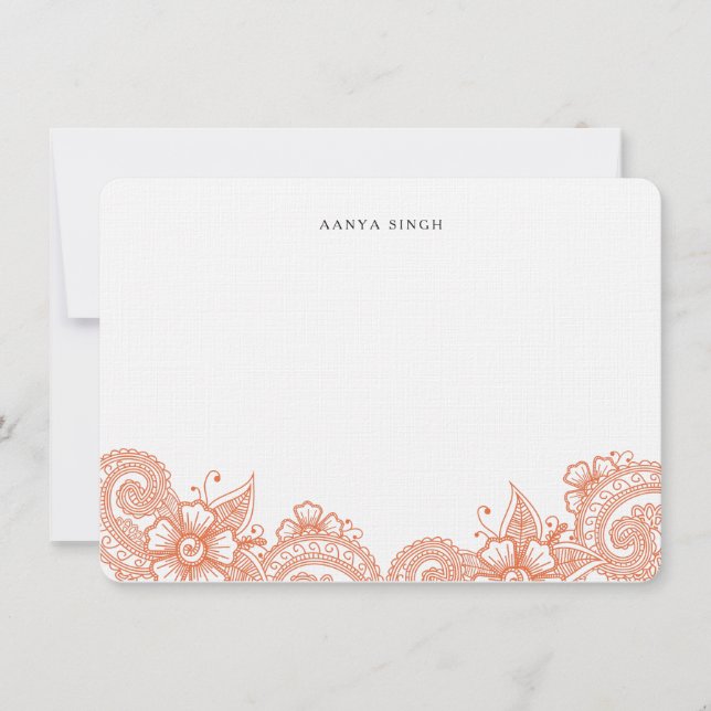 Mod Mehandi Personalized Stationery Note Card (Front)