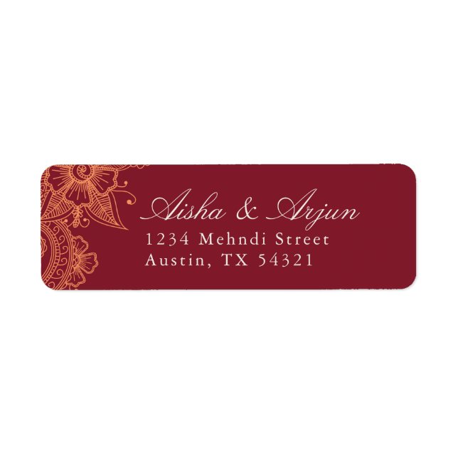Mod Mehandi Return Address Labels (Front)
