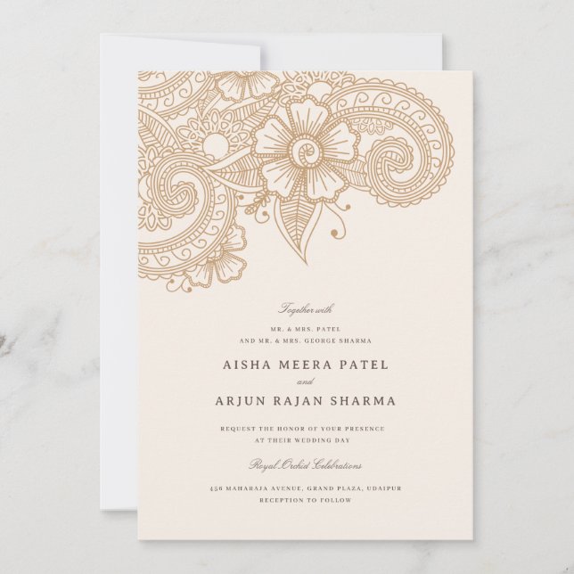 Mod Mehandi Wedding Invitation (Front)
