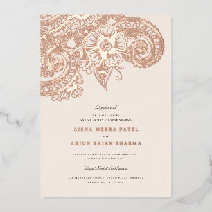 Mod Mehandi Wedding Invitation Foil Invitation