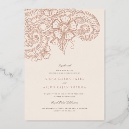 Mod Mehandi Wedding Invitation Foil Invitation