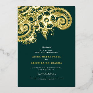 Mod Mehandi Wedding Invitation Foil Invitation