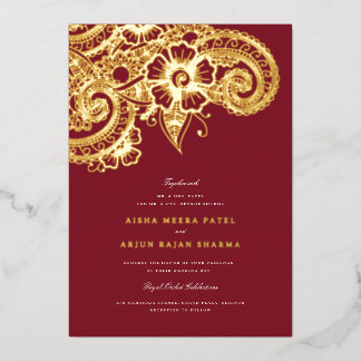 Mod Mehandi Wedding Invitation Foil Invitation