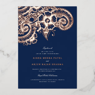 Mod Mehandi Wedding Invitation Foil Invitation