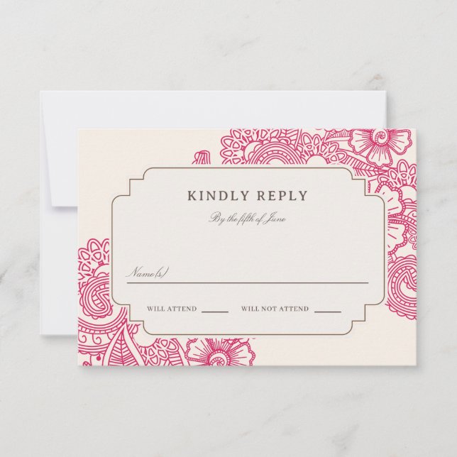 Mod Mehandi Wedding RSVP Card (Front)