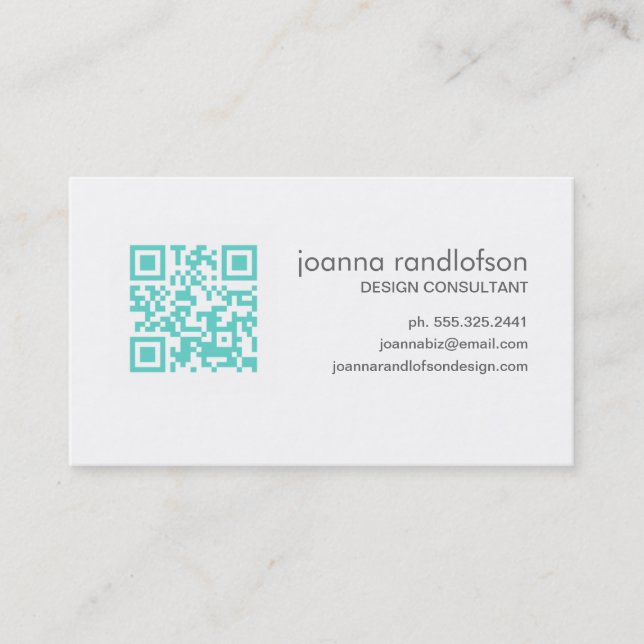 Mod Mint Green QR CODE Business Card (Front)