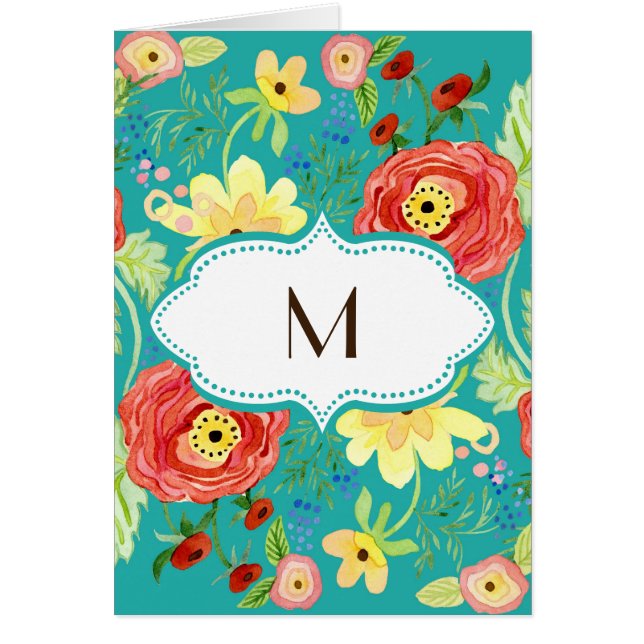 Mod Modern Floral Ranunculus Leaf Rose Bracket Cards (Front)