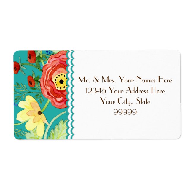 Mod Modern Floral Ranunculus Leaf Rose Bracket Label (Front)
