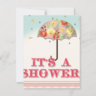 Mod Modern Floral Ranunculus Umbrella Baby Shower Invitation
