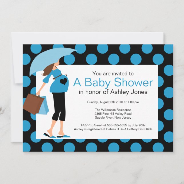 Mod Mom Baby Blue Baby Shower Invitation (Front)