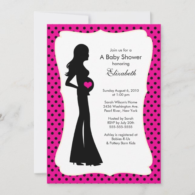 Mod Mom Baby Girl Baby Shower Hot Pink Invitation (Front)