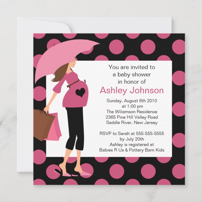 Mod Mom Pink Girl Baby Shower Invitation (Front)
