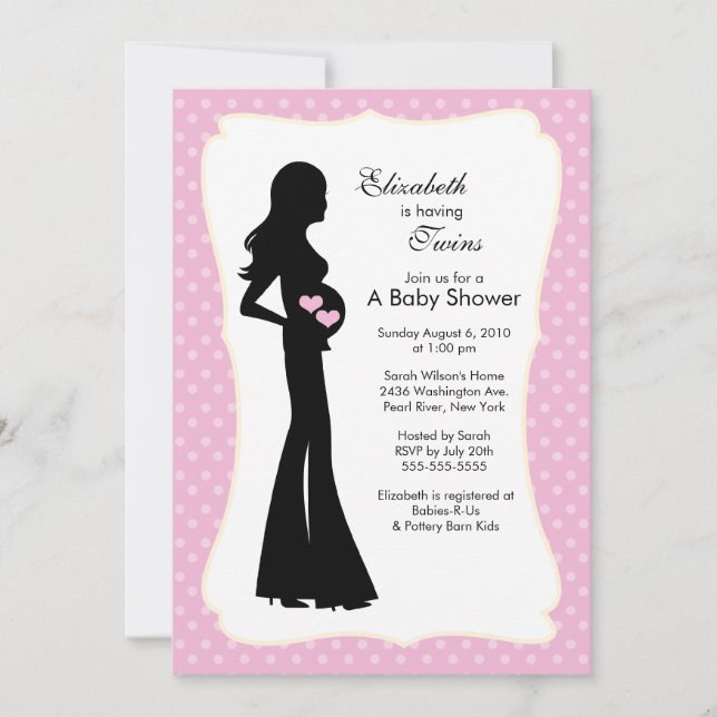 Mod Mom Twins Baby Shower Invitation (Front)
