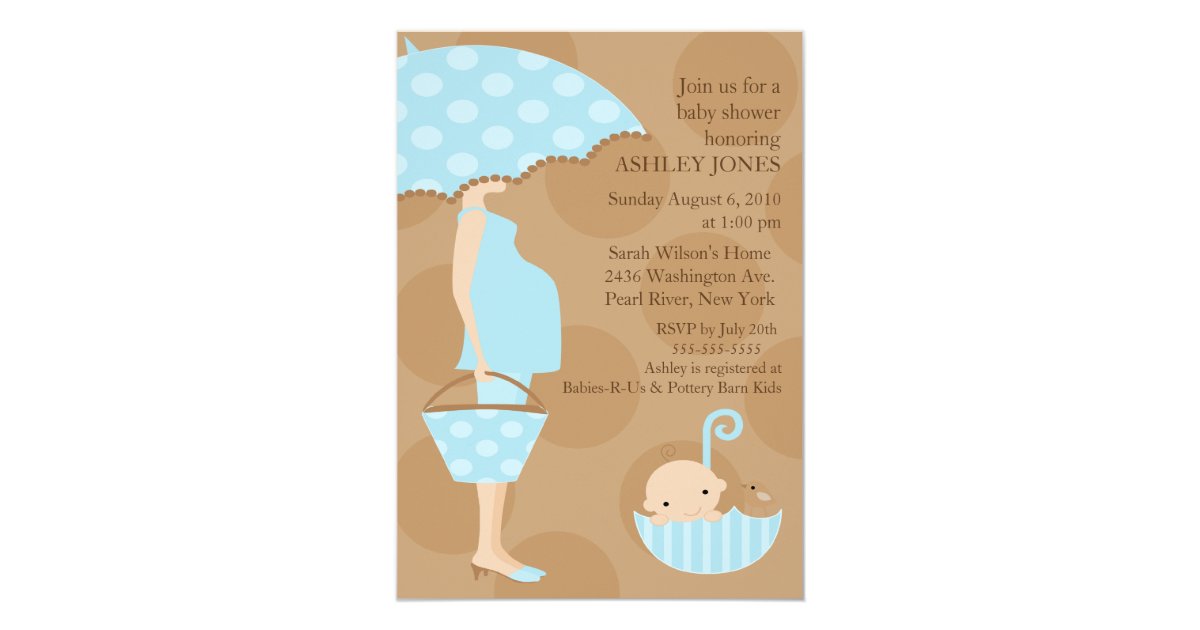 Mod Mom Umbrella Boy Baby Shower Invitation Zazzle Com