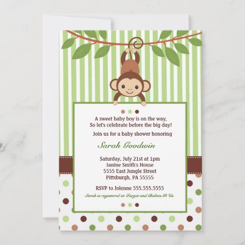 Mod Monkey Baby Shower invitation