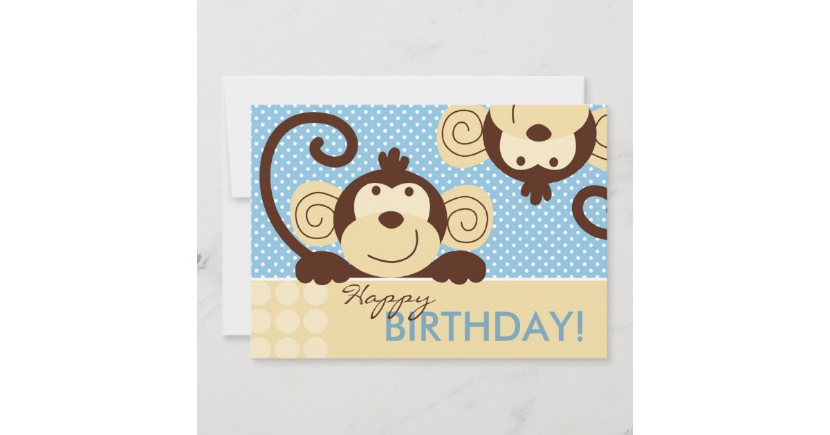 Mod Monkey Birthday Card | Zazzle