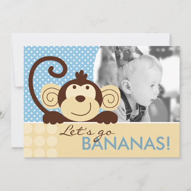 Mod Monkey Birthday Invitation A7-A (Front)
