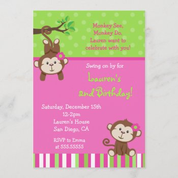 Mod Monkey Birthday Invitations by Petit_Prints at Zazzle
