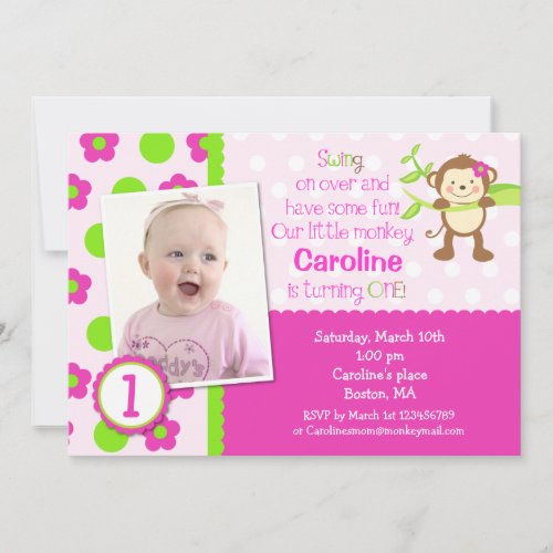 Mod Monkey Birthday Party Invitations